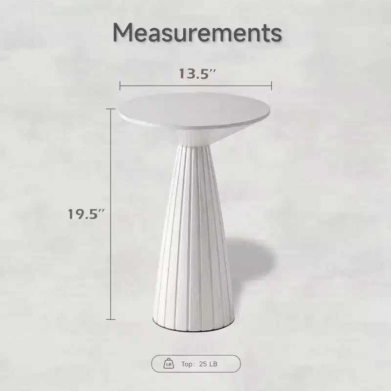 Table de bar Martini ronde, petite, sur pied, avec finition texturée et assemblage rapide, pour les salons ou les chambres, supporte jusqu'à 11,3 kg, blanche.