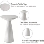 Table de bar Martini ronde, petite, sur pied, avec finition texturée et assemblage rapide, pour les salons ou les chambres, supporte jusqu'à 11,3 kg, blanche.