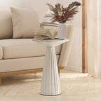 Table de bar Martini ronde, petite, sur pied, avec finition texturée et assemblage rapide, pour les salons ou les chambres, supporte jusqu'à 11,3 kg, blanche.