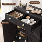 Meubles de rangement multi-usages avec portes et tiroirs, meuble à chaussures étroit avec étagères réglables