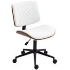 Chaise de bureau à domicile sans accoudoirs avec roulettes, chaise de bureau à dossier mi-haut en cuir PU avec hauteur réglable, pivotante à 360° pour bureau, salle de réunion