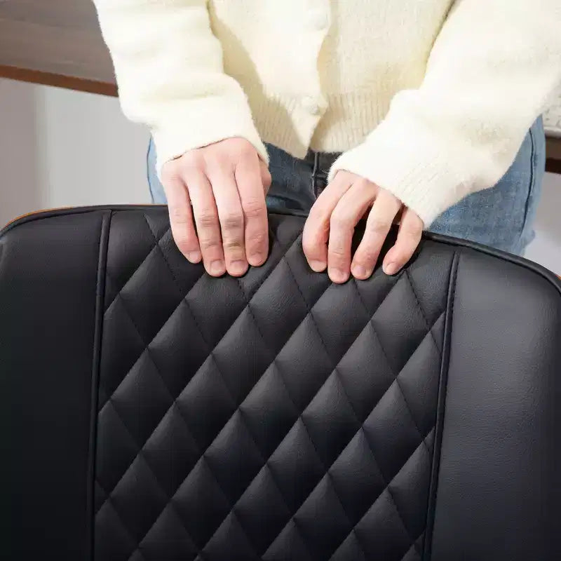 Chaise de bureau à domicile sans accoudoirs avec roulettes, chaise de bureau à dossier mi-haut en cuir PU avec hauteur réglable, pivotante à 360° pour bureau, salle de réunion