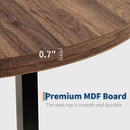 Table à manger industrielle ronde 47, plateau en bois avec base en métal, table de cuisine pour 4 à 6 personnes, table à dîner ronde pour cuisines et salles à manger