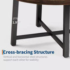 Table à manger industrielle ronde 47, plateau en bois avec base en métal, table de cuisine pour 4 à 6 personnes, table à dîner ronde pour cuisines et salles à manger