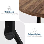 Table à manger industrielle ronde 47, plateau en bois avec base en métal, table de cuisine pour 4 à 6 personnes, table à dîner ronde pour cuisines et salles à manger