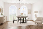 Table à manger industrielle ronde 47, plateau en bois avec base en métal, table de cuisine pour 4 à 6 personnes, table à dîner ronde pour cuisines et salles à manger