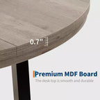 Table à manger industrielle ronde 47, plateau en bois avec base en métal, table de cuisine pour 4 à 6 personnes, table à dîner ronde pour cuisines et salles à manger