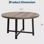 Table à manger industrielle ronde 47, plateau en bois avec base en métal, table de cuisine pour 4 à 6 personnes, table à dîner ronde pour cuisines et salles à manger