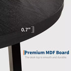 Table à manger industrielle ronde 47, plateau en bois avec base en métal, table de cuisine pour 4 à 6 personnes, table à dîner ronde pour cuisines et salles à manger