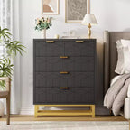 5-Drawer Dresser with Metal Legs - Wide Storage Chest Organizer for Bedroom, Living Room & Entryway