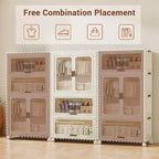 Armoire penderie pour enfants avec portes et roulettes, meuble de rangement portable à 3 niveaux avec tringle à vêtements, organisateur pour chambre d'enfant ou crèche