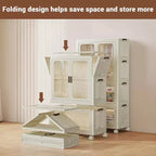 Armoire penderie pour enfants avec portes et roulettes, meuble de rangement portable à 3 niveaux avec tringle à vêtements, organisateur pour chambre d'enfant ou crèche