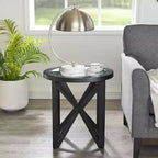 Table basse ronde en verre, design moderne et simple, base en bois massif, plateau en verre trempé transparent, pour salon, terrasse, bureau