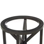 Table basse ronde en verre, design moderne et simple, base en bois massif, plateau en verre trempé transparent, pour salon, terrasse, bureau