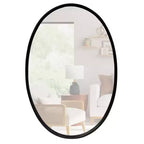 Miroir mural décoratif ovale en métal avec bords encadrés et support en bois noir 30,98x20,98