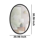 Miroir mural décoratif ovale en métal avec bords encadrés et support en bois noir 30,98x20,98
