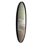 Miroir mural décoratif ovale en métal avec bords encadrés et support en bois noir 30,98x20,98