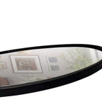 Miroir mural décoratif ovale en métal avec bords encadrés et support en bois noir 30,98x20,98