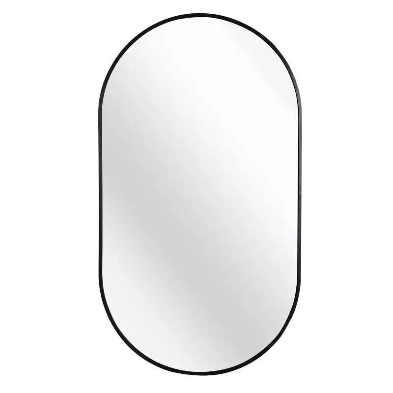 Miroir Mural Décoratif Ovale en Métal Noir 20x28