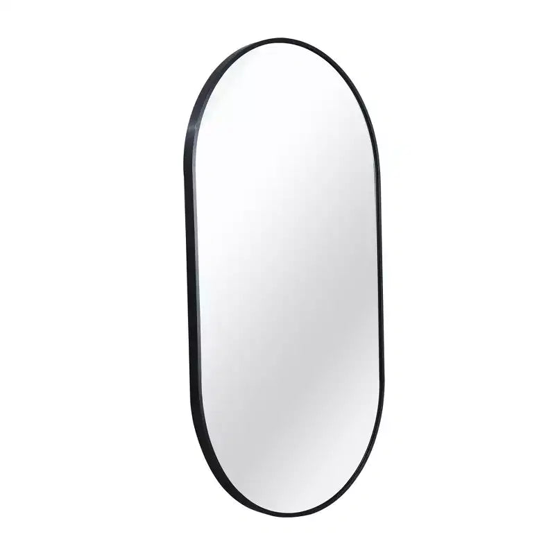 Miroir Mural Décoratif Ovale en Métal Noir 20x28