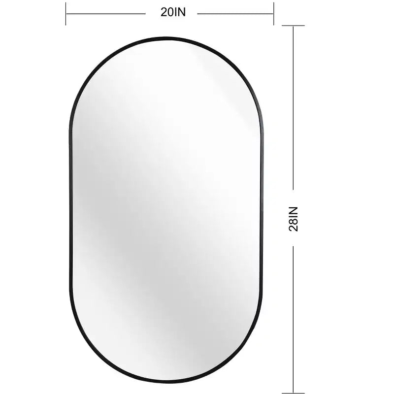 Miroir Mural Décoratif Ovale en Métal Noir 20x28