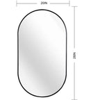 Miroir Mural Décoratif Ovale en Métal Noir 20x28