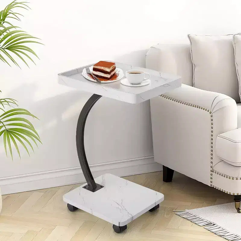 Table d'appoint avec roulettes, Table d'accoudoir de canapé, Plateau TV, Petite table de chevet, Tables d'appoint en C pour salon, chambre, chevet