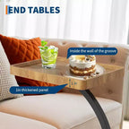 Table d'appoint avec roulettes, Table d'accoudoir de canapé, Plateau TV, Petite table de chevet, Tables d'appoint en C pour salon, chambre, chevet