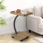 Table d'appoint avec roulettes, Table d'accoudoir de canapé, Plateau TV, Petite table de chevet, Tables d'appoint en C pour salon, chambre, chevet
