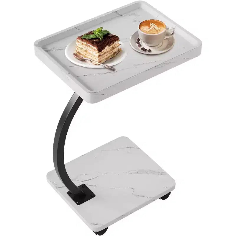 Table d'appoint avec roulettes, Table d'accoudoir de canapé, Plateau TV, Petite table de chevet, Tables d'appoint en C pour salon, chambre, chevet