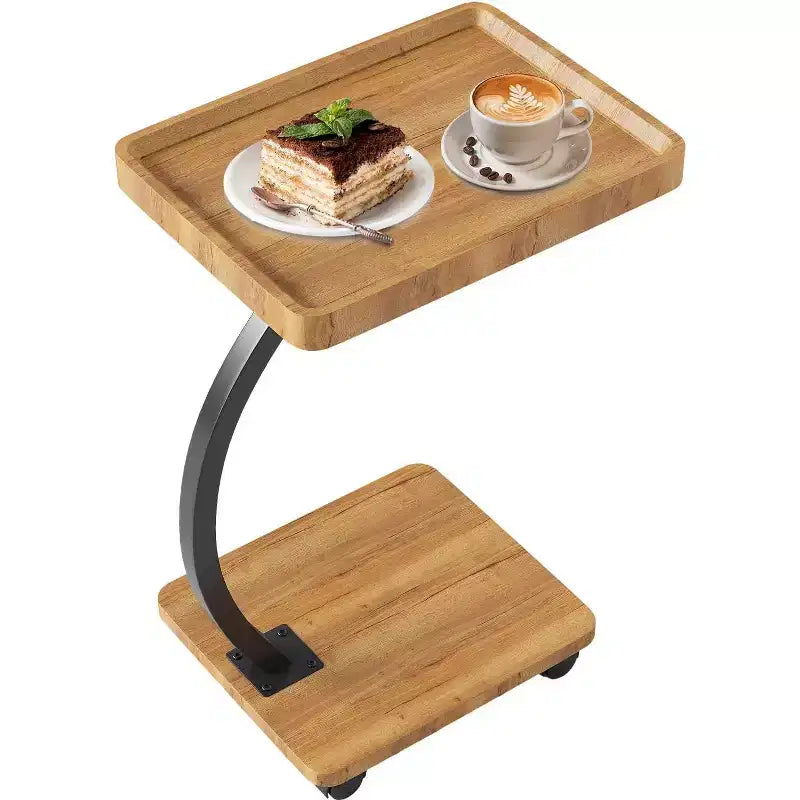 Table d'appoint avec roulettes, Table d'accoudoir de canapé, Plateau TV, Petite table de chevet, Tables d'appoint en C pour salon, chambre, chevet