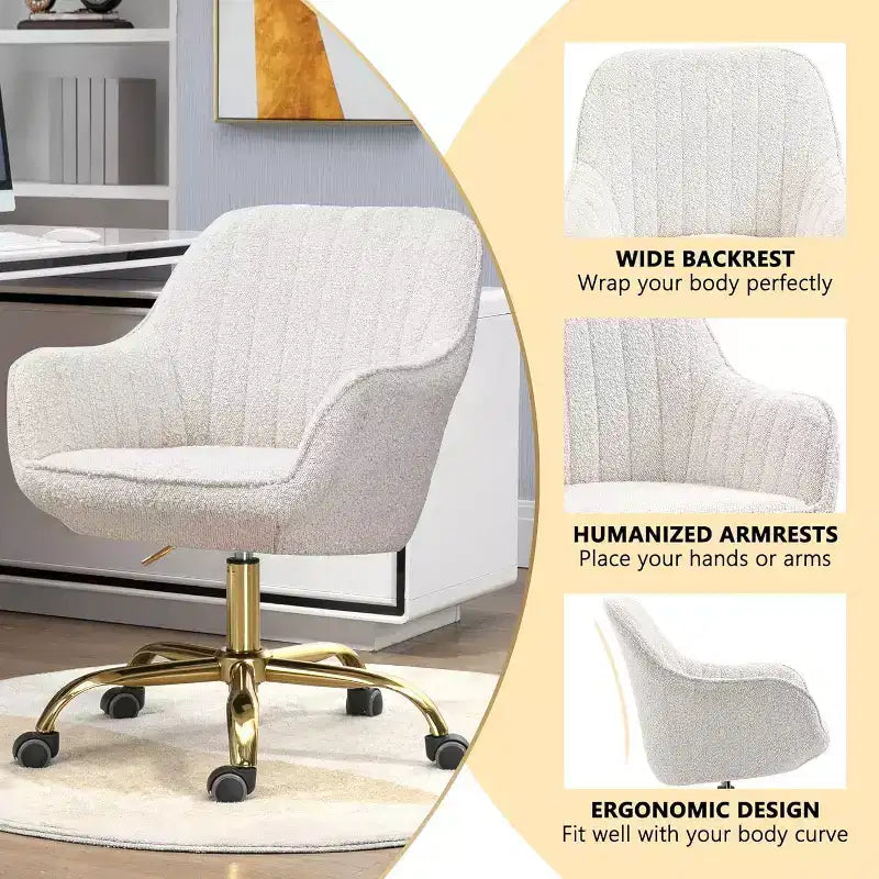 Chaise de bureau pivotante à 360°, en velours, avec dossier haut, hauteur réglable, accoudoirs rembourrés, chaise de bureau moderne