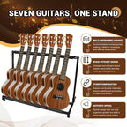 Support de guitare pliable 7 places universel multi-guitares pour guitares électriques, acoustiques et basses, rangement compact pour la maison ou le studio