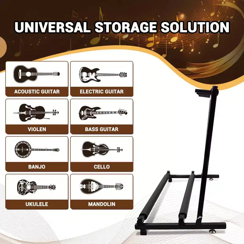 Support de guitare pliable 7 places universel multi-guitares pour guitares électriques, acoustiques et basses, rangement compact pour la maison ou le studio