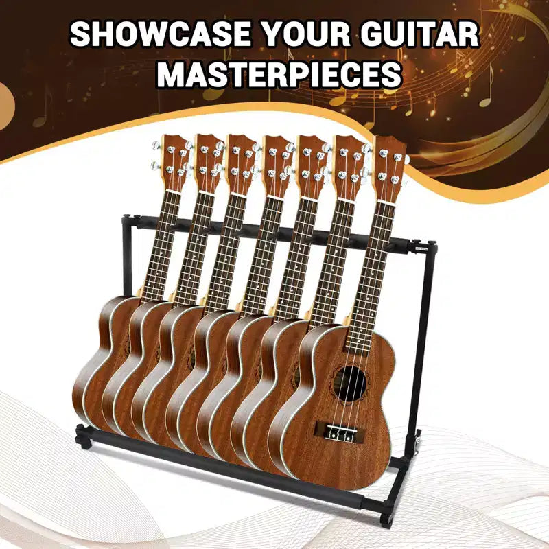 Support de guitare pliable 7 places universel multi-guitares pour guitares électriques, acoustiques et basses, rangement compact pour la maison ou le studio