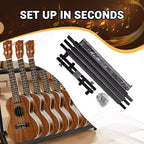 Support de guitare pliable 7 places universel multi-guitares pour guitares électriques, acoustiques et basses, rangement compact pour la maison ou le studio