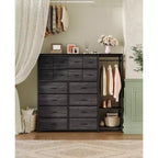 Grande armoire de rangement à 16 tiroirs et 2 étagères – Penderie autonome peu encombrante pour petite chambre