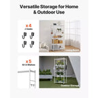 Étagère de rangement pliable à 5 niveaux, unité d'étagères en métal pliable de 81,3 x 35,6 x 182,9 cm (L x P x H), étagère de rangement sans assemblage avec 5 roulettes et 4 crochets, blanche