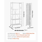 Étagère de rangement pliable à 5 niveaux, unité d'étagères en métal pliable de 81,3 x 35,6 x 182,9 cm (L x P x H), étagère de rangement sans assemblage avec 5 roulettes et 4 crochets, blanche