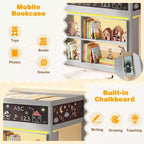Lit mezzanine enfant avec lumières LED, tableau et bibliothèque amovible, barrière de sécurité