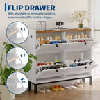 41.3 Meuble à chaussures avec 4 tiroirs basculants, organisateur de rangement en bois pour entrée avec étagère réglable, range-chaussures dissimulé pour couloir et salon