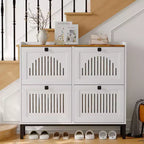 41.3 Meuble à chaussures avec 4 tiroirs basculants, organisateur de rangement en bois pour entrée avec étagère réglable, range-chaussures dissimulé pour couloir et salon