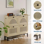 41.3 Meuble à chaussures avec 4 tiroirs basculants, organisateur de rangement en bois pour entrée avec étagère réglable, range-chaussures dissimulé pour couloir et salon