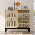 41.3 Meuble à chaussures avec 4 tiroirs basculants, organisateur de rangement en bois pour entrée avec étagère réglable, range-chaussures dissimulé pour couloir et salon