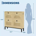 41.3 Meuble à chaussures avec 4 tiroirs basculants, organisateur de rangement en bois pour entrée avec étagère réglable, range-chaussures dissimulé pour couloir et salon