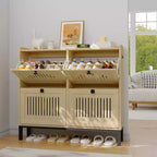 41.3 Meuble à chaussures avec 4 tiroirs basculants, organisateur de rangement en bois pour entrée avec étagère réglable, range-chaussures dissimulé pour couloir et salon