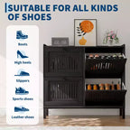 41.3 Meuble à chaussures avec 4 tiroirs basculants, organisateur de rangement en bois pour entrée avec étagère réglable, range-chaussures dissimulé pour couloir et salon