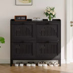 41.3 Shoe Cabinet with 4 Flip-Drawers, Wooden Entryway Storage Organizer with Adjustable Shelf, Hidden Shoe Rack for Hallway & Living Room