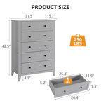 Commode haute 5 tiroirs, poignées noires et tiroirs profonds, grand organisateur de rangement pour chambre à coucher et salon