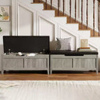 Banc de rangement en bois de 39,4 pouces avec coussin, banc à chaussures pour entrée avec couvercle relevable et coffre de salon, montage facile, capacité de 260 lb, charnières de sécurité